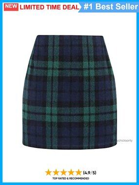 Wool Blend Plaid High Waisted Bodycon Pencil Mini Skirt